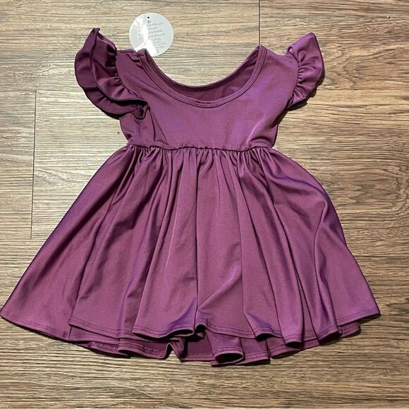 NWT Dot Dot Smile Ruffle Short Sleeve Twirl Dress Purple Size 6-12 Months - Picture 10 of 10